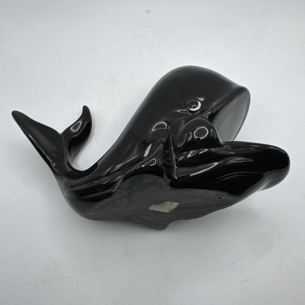 Vtg Hickok Black Whale Dresser Valet Figurine‎ Catch All Planter Bathroom Caddy